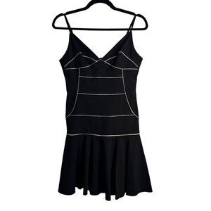 Flavio Castellani Black Fit & Flare Dress with White Piping, Size 42